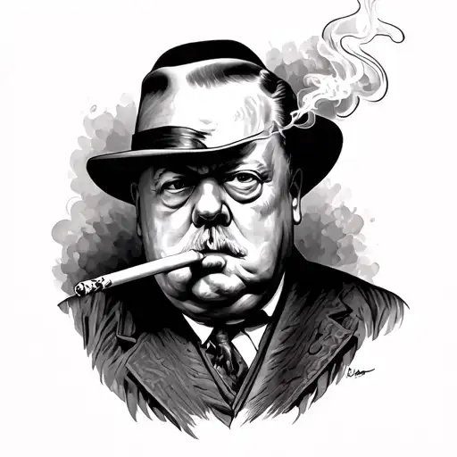 winston churchill smoking a joint tattoo design idea