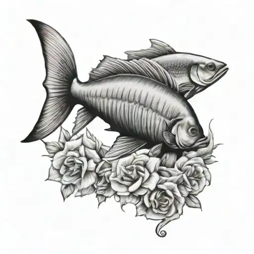 Memorial tattoo with fish for grandpa tattoo design idea