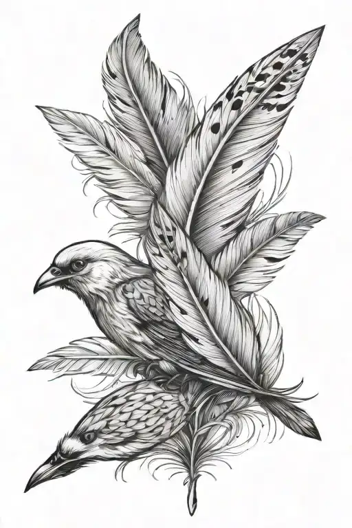 faded feather into birds  tattoo design idea