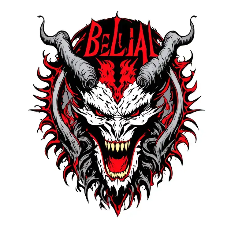 "B E L I A L" BELIAL DEMON tattoo design idea