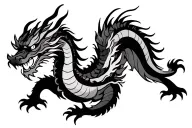 single head traditional Japanese dragon without wings black and grey full length design tattoo design idea