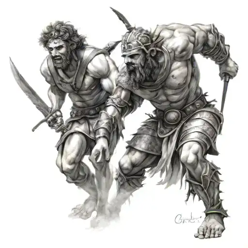 David and Goliath tattoo design idea