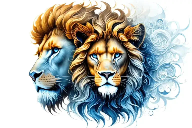 libra leo aquarius fusion design combining elements tattoo design idea