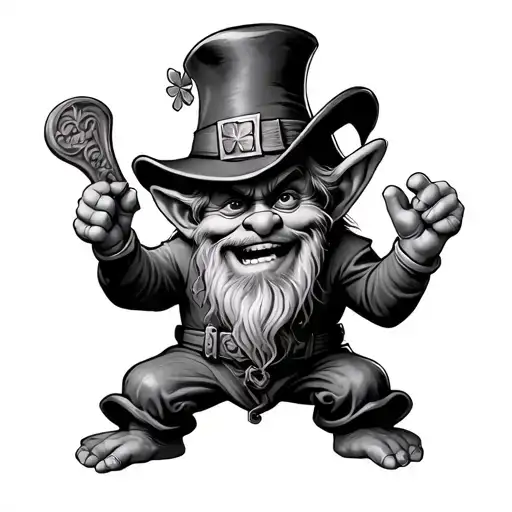 leprechaun troll playing pranks tattoo design idea