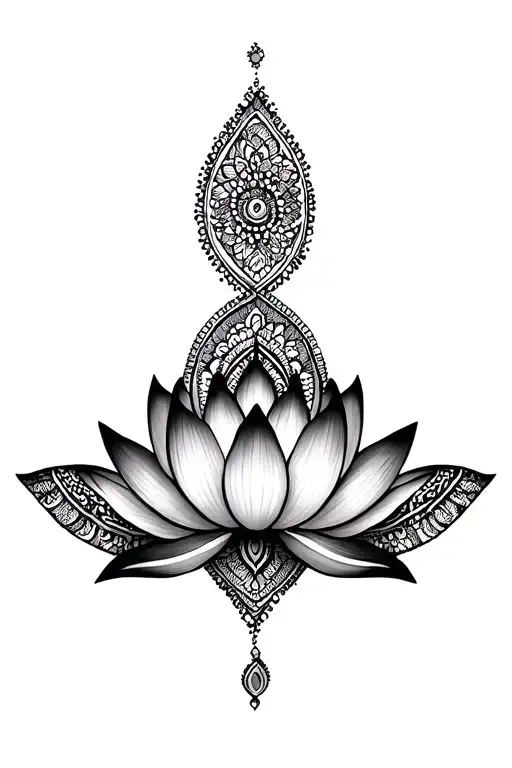 mandala lotus flower with beaded lace patterns tattoo design idea
