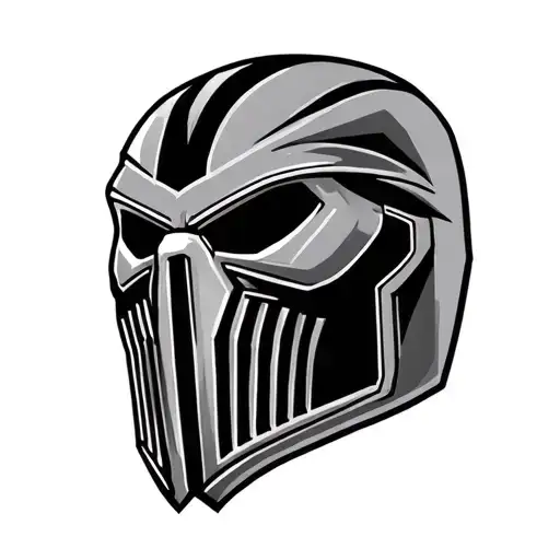 mf doom mask with outline / border tattoo design idea