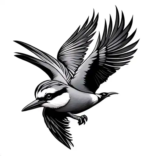 fine line kookaburra tattoo design idea