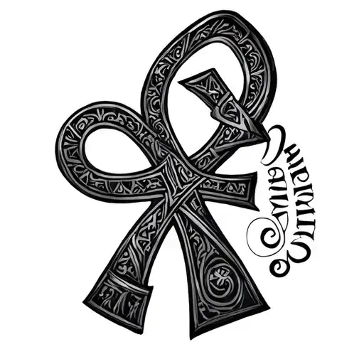 I want a medium to large piece with the name Mariana and an ankh,  tattoo design idea