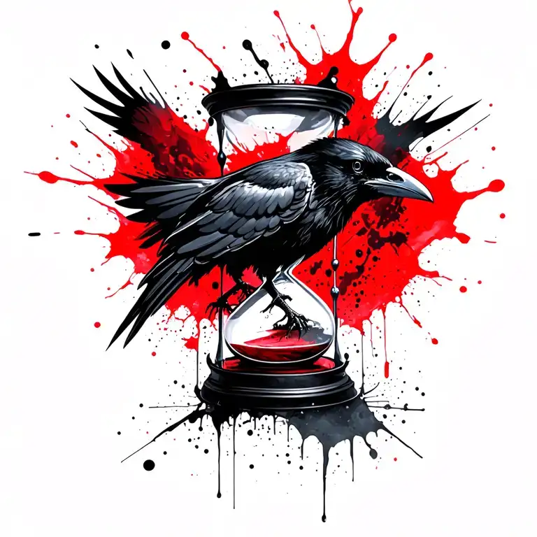 raven hourglass tattoo design idea