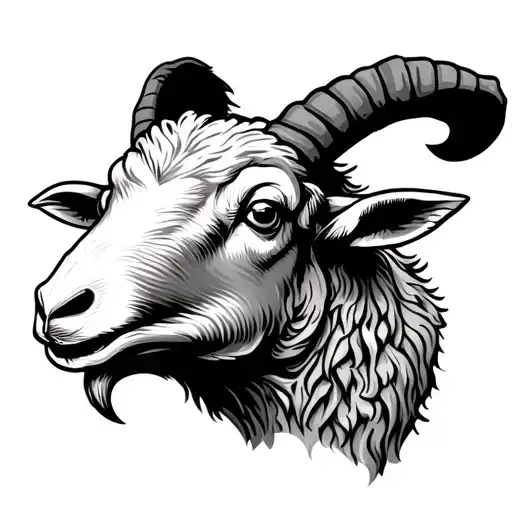 agressive sheep head tattoo design idea