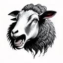 agressive sheep head tattoo design idea