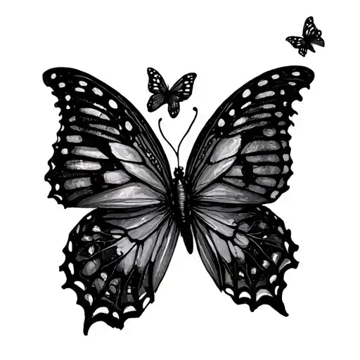 mini black butterflies tattoo design idea