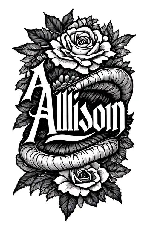 "Allison" wife name tattoo design idea