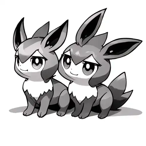 pokemon eevee and vulpix sitting next to each other tattoo design idea