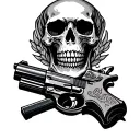 skull and gun tattoo design idea