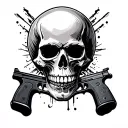 skull and gun tattoo design idea