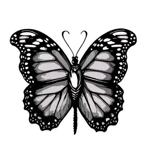 monarch butterfly smile now cry later mask tattoo design idea