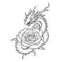 dragon wrapping a rose intertwined tattoo design idea