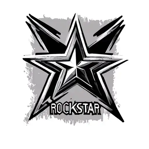 Word  "ROCKSTAR" replacing the "O" key with a star symbol tattoo design idea