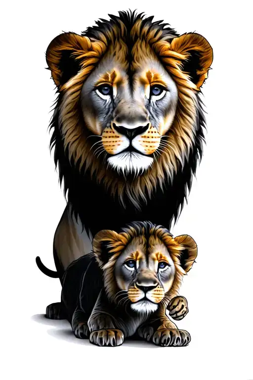 3 baby lion cubs with zodiac symbol tattoo design idea
