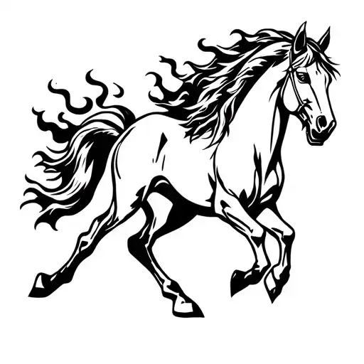 fire and demonic horse tattoo design idea