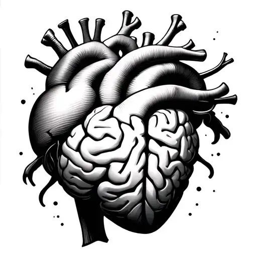 heart with brain catching soul leaving the body  tattoo design idea