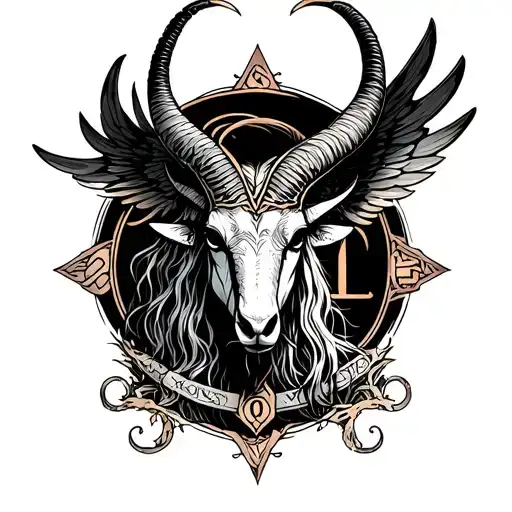 arcangel uriel with capricorn zodiac sign tattoo design idea