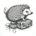 hedgehog with suitcase tattoo design idea