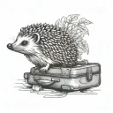 hedgehog with suitcase tattoo design idea
