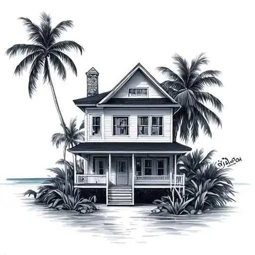 Beach House tattoo design idea