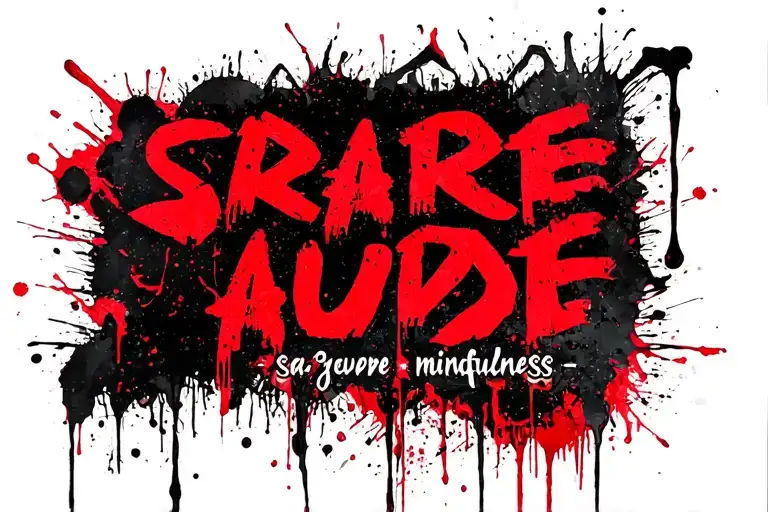 strength Loyalty Respect writ "sapere aude" and "mindfulness" tattoo design idea