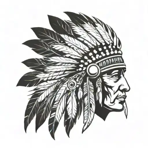 native american headress with african tribal sunrise integrated tattoo design idea