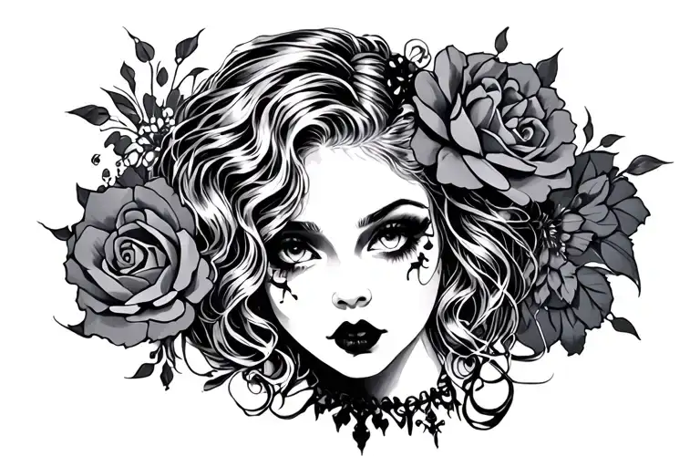 Goth very sexy girl tattoo design idea