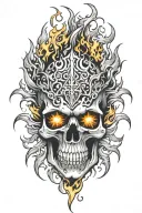 skull  of flames tattoo design idea