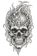 skull  of flames tattoo design idea