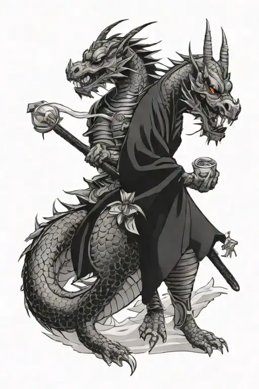 Dragon and a knight tattoo design idea