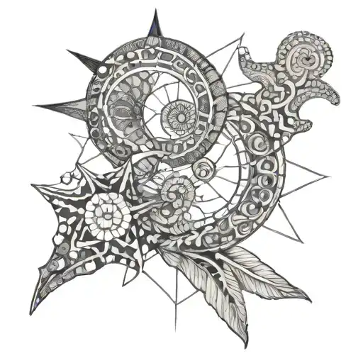 starfish and ammonite tattoo tattoo design idea