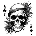 Bar wire ace of spaceds and skull tattoo design idea