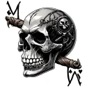 Bar wire ace of spaceds and skull tattoo design idea
