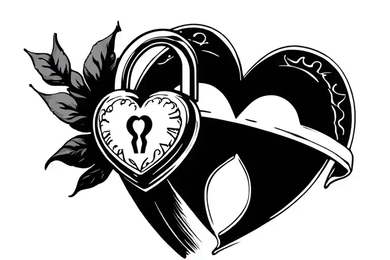 Queen Bean wtih heart shaped padlock heart tattoo design idea