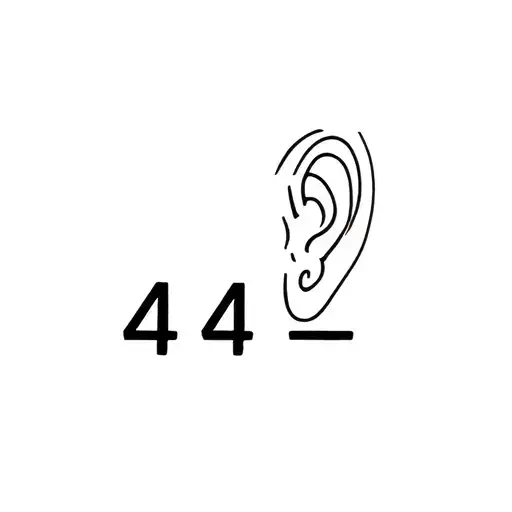 444 number behind ear tattoo design idea