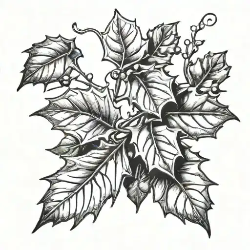 Holly Leaf and berries tattoo simple tattoo design idea