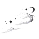 Filler  japanese Clouds and wind stars tattoo design idea