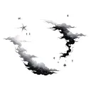 Filler  japanese Clouds and wind stars tattoo design idea