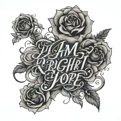 “I AM RIGHT HERE WITH YOU” in script, spelled on one line. Surrounded my filagree on inner forearm. tattoo design idea
