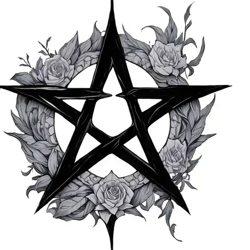 pentagram drawn tattoo design idea