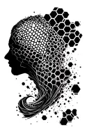 honeycombs from neck to elbow crumbling into a matrix tattoo design idea