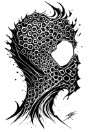 honeycombs from neck to elbow crumbling into a matrix tattoo design idea