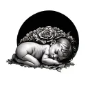 baby sleeping under full mon, bum up tattoo design idea