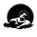 baby sleeping under full mon, bum up tattoo design idea